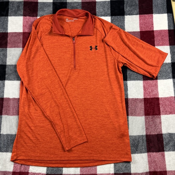 Under Armour UA Tech 2.0 1/2 Zip Pullover Mens M Orange Performance - Picture 1 of 9